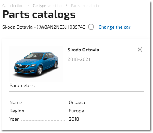 Part Group Selection Page