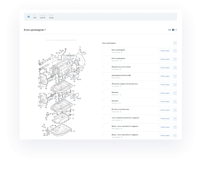 Детальная схема запчастей